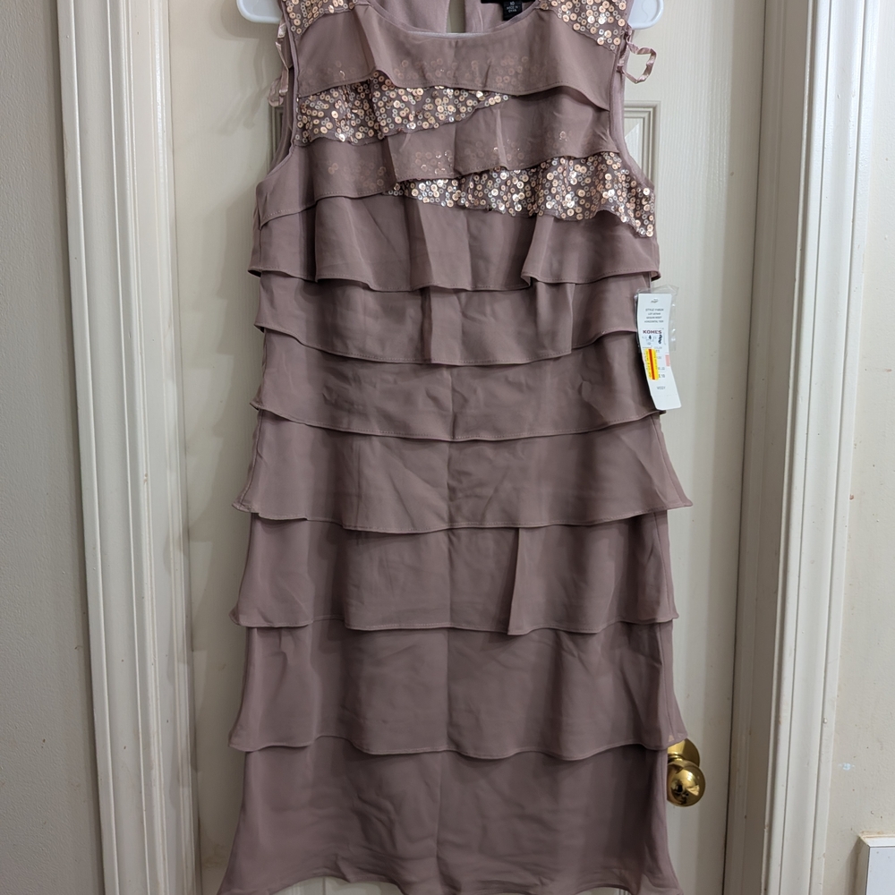 SL Fashions Mauve Layered Sequin Mini Dress